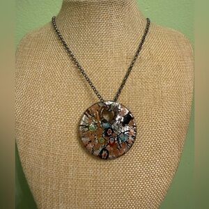 Elegant Murano Style Glass Pendant Necklace